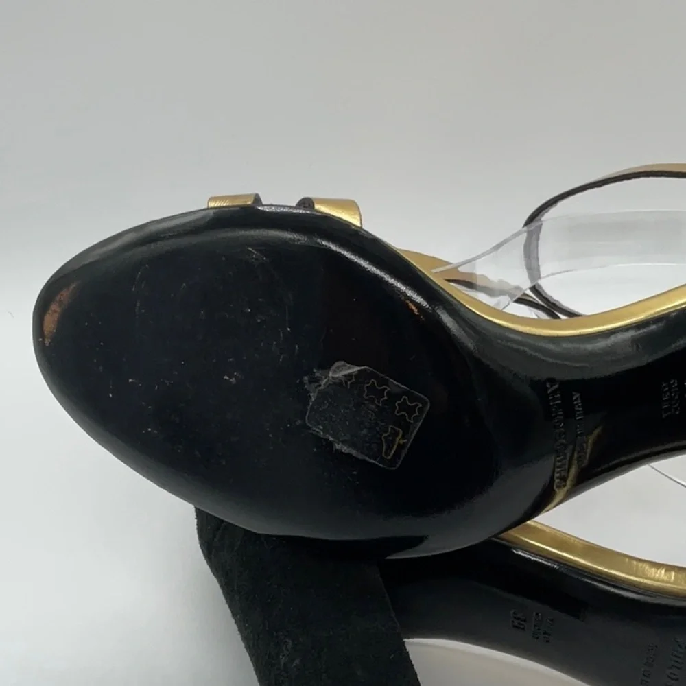 Philosophy di Lorenzo Serafini gold black velvet strap sandal